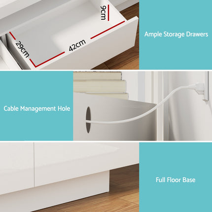 Artiss TV Unit Entertainment Unit Storage Drawer RGB LED 180cm White 8
