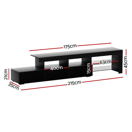 Artiss Entertainment Unit TV Cabinet LED 215cm Black Caya 4