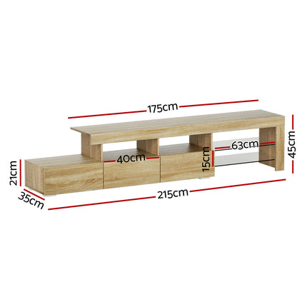 Artiss Entertainment Unit TV Cabinet LED 215cm Pine Caya 4