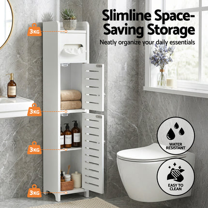 Artiss 2x Bathroom Storage Cabinet 3-Tier Toilet Paper Holder Organizer White 5