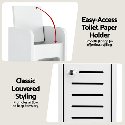 Artiss 2x Bathroom Storage Cabinet 3-Tier Toilet Paper Holder Organizer White 7