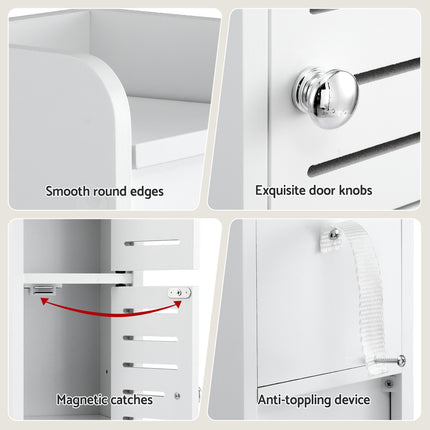 Artiss 2x Bathroom Storage Cabinet 3-Tier Toilet Paper Holder Organizer White 8