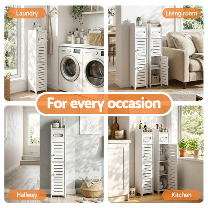 Artiss 2x Bathroom Storage Cabinet 3-Tier Toilet Paper Holder Organizer White 9