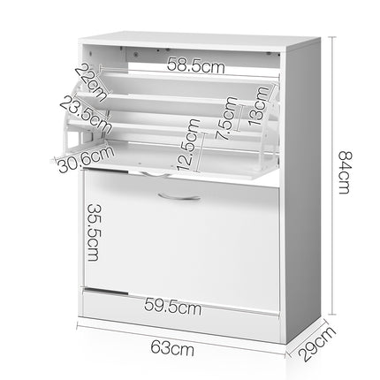 Artiss Shoe Rack Cabinet Adjustable Shelves 24 Pairs White Iris 2