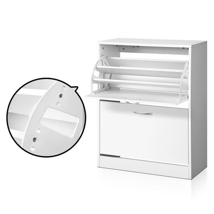 Artiss Shoe Rack Cabinet Adjustable Shelves 24 Pairs White Iris 3
