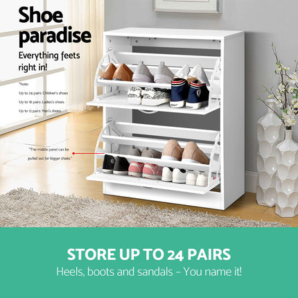 Artiss Shoe Rack Cabinet Adjustable Shelves 24 Pairs White Iris 6