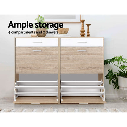 Artiss Shoe Rack Cabinet 36 Pairs Adjustable Shelves Pine Sara 7