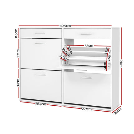 Artiss Shoe Rack Cabinet 36 Pairs Adjustable Shelves White Sara 4