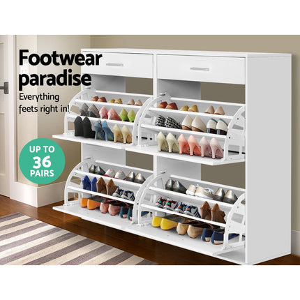 Artiss Shoe Rack Cabinet 36 Pairs Adjustable Shelves White Sara 6