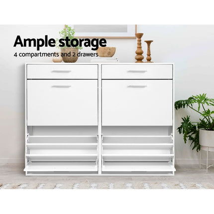 Artiss Shoe Rack Cabinet 36 Pairs Adjustable Shelves White Sara 7