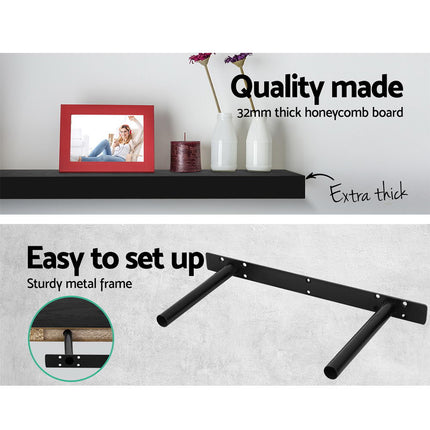 Artiss Floating Wall Shelf Set of 3 Black 4