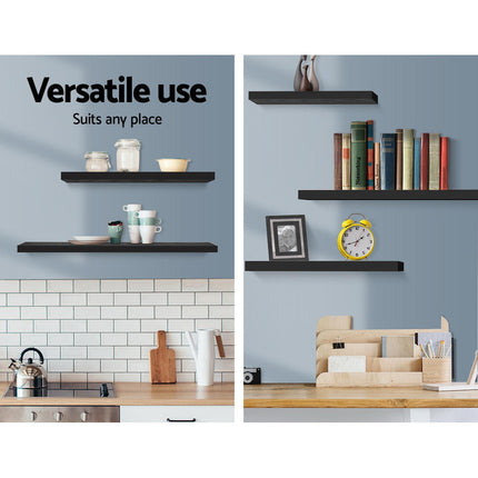Artiss Floating Wall Shelf Set of 3 Black 5