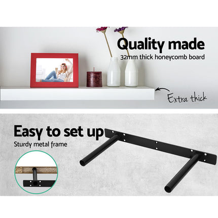 Artiss Floating Wall Shelf Set of 3 White 4