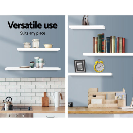 Artiss Floating Wall Shelf Set of 3 White 5