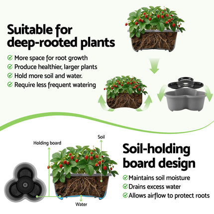 Green Fingers 5 Tier Vertical Garden Planter, Stackable Planters with 4 Wheels, Grey, Raised Garden Bed, Garden Tower Indoor Outdoor, Auto Drainage System, for Strawberries, Herbs, Flower, Vegetables 9