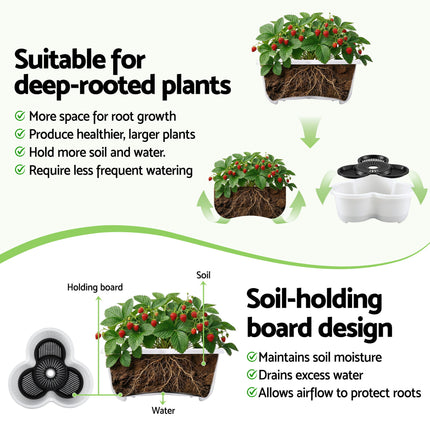 Green Fingers 5 Tier Vertical Garden Planter, Stackable Planters with Wheels, White, Garden Bed, Garden Tower Indoor Outdoor, Auto Drainage System, for Strawberries, Herbs, Flowers, Vegetables 9