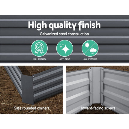 Green Fingers 2x Garden Bed 120x90cm Planter Box Raised Container Galvanised Herb 5