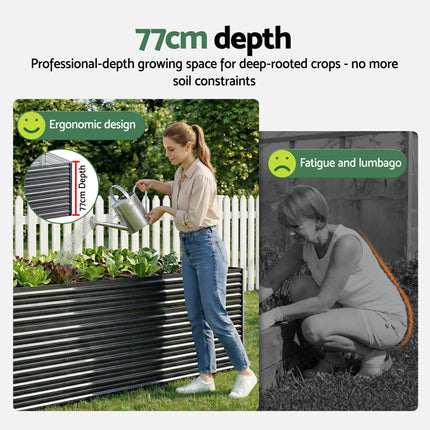 Green Fingers 2-in-1 Raised Garden Bed Kit, 320cm/160cm| 77cm Extra Deep Ergonomic Planter Box | Protect Your Back | Galvanised Steel Vegetable Flower Pot for Outdoor Garden | Includes Gloves & Pegs 5