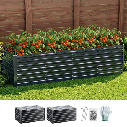 Green Fingers 2-in-1 Raised Garden Bed Kit, 320cm/160cm| 77cm Extra Deep Ergonomic Planter Box | Protect Your Back | Galvanised Steel Vegetable Flower Pot for Outdoor Garden | Includes Gloves & Pegs 9