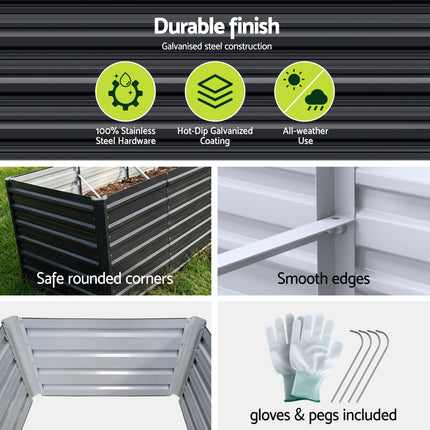 Green Fingers 2-in-1 Raised Garden Bed Kit, 320cm/160cm| 77cm Extra Deep Ergonomic Planter Box | Protect Your Back | Galvanised Steel Vegetable Flower Pot for Outdoor Garden | Includes Gloves & Pegs 8