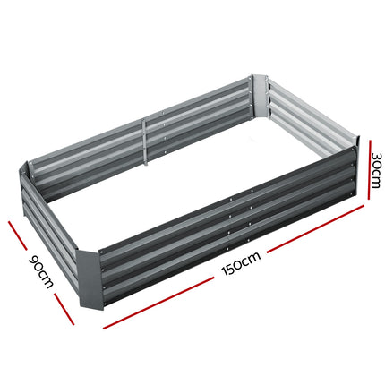Green Fingers 2x Garden Bed 150x90cm Planter Box Raised Container Galvanised Herb 2