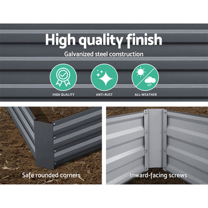 Green Fingers 2x Garden Bed 150x90cm Planter Box Raised Container Galvanised Herb 4