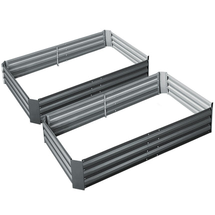 Green Fingers 2x Garden Bed 150x90cm Planter Box Raised Container Galvanised Herb 8