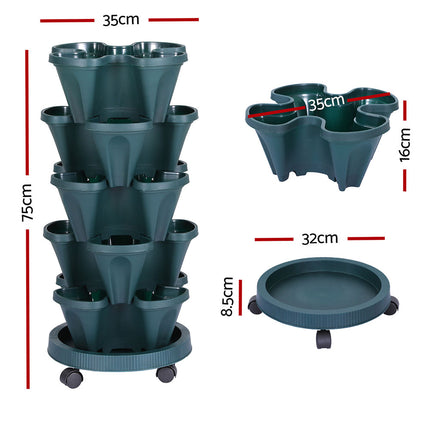Green Fingers Garden Bed 5 Tier Vertical Garden Strawberry Stackable Planters Herbs Petunias 2