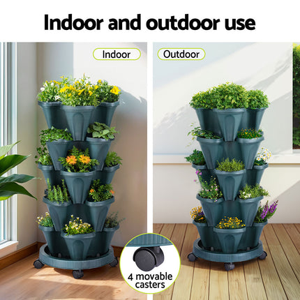 Green Fingers Garden Bed 5 Tier Vertical Garden Strawberry Stackable Planters Herbs Petunias 6