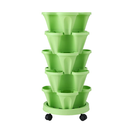 Green Fingers Garden Bed 5 Tier Vertical Garden Grey Strawberry Stackable Planters Herbs Light Green 3
