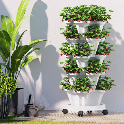 Green Fingers Garden Bed 5 Tier Vertical Garden Strawberry Stackable Planters Herbs Petunias 7