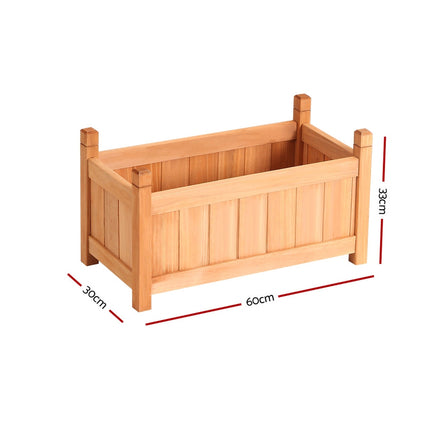 Green Fingers Garden Bed 60x30x33cm Wooden Planter Box Raised Container Growing 2
