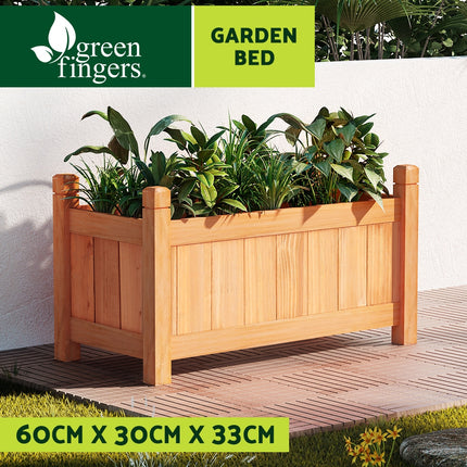 Green Fingers Garden Bed 60x30x33cm Wooden Planter Box Raised Container Growing 3