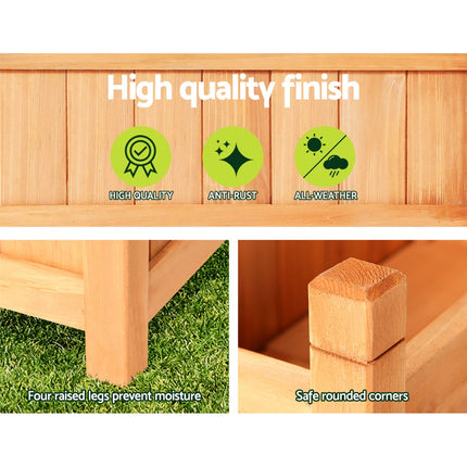 Green Fingers Garden Bed 60x30x33cm Wooden Planter Box Raised Container Growing 4