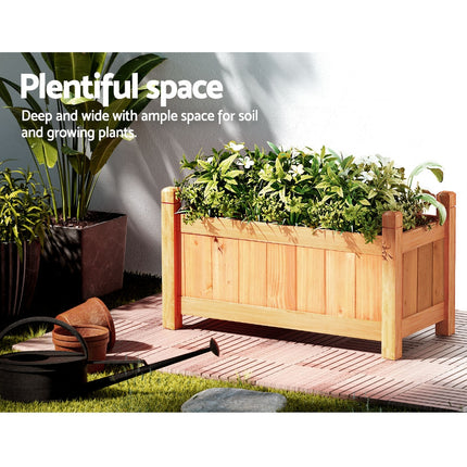 Green Fingers Garden Bed 60x30x33cm Wooden Planter Box Raised Container Growing 5