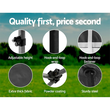 Instahut Gazebo Pop Up Marquee 3x3m Folding Tent Wedding Gazebos 500D Black 6