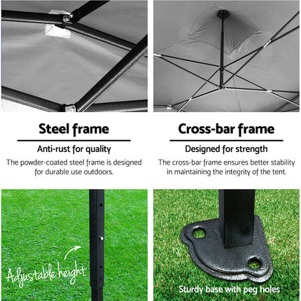 Instahut Gazebo Pop Up Marquee 3x3 Folding Tent Wedding Gazebos 500D Oxford Blue 4