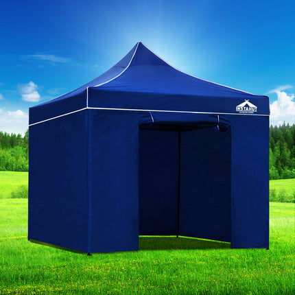 Instahut Gazebo Pop Up Marquee 3x3 Folding Tent Wedding Gazebos 500D Oxford Blue 7