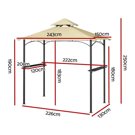 Instahut Gazebo Outdoor Patio Marquee BBQ Grill Shelter Garden Shade Hooks Beige 2