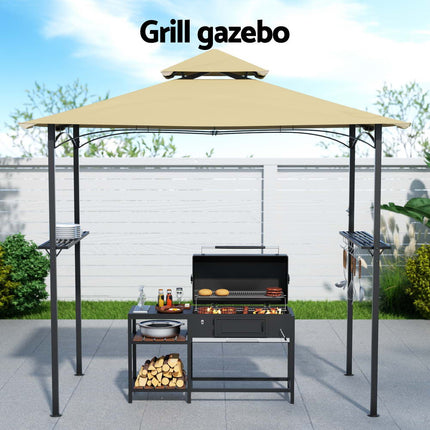 Instahut Gazebo Outdoor Patio Marquee BBQ Grill Shelter Garden Shade Hooks Beige 4