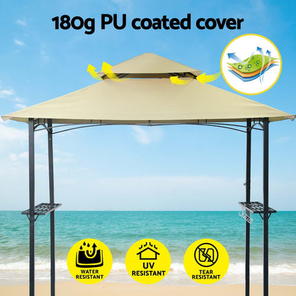 Instahut Gazebo Outdoor Patio Marquee BBQ Grill Shelter Garden Shade Hooks Beige 6