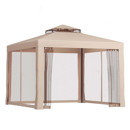 Instahut Gazebo Marquee 3m Outdoor Event Tent Camping Party Mesh Wall Canopy Brown 7