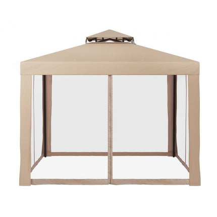 Instahut Gazebo Marquee 3m Outdoor Event Tent Camping Party Mesh Wall Canopy Brown 3