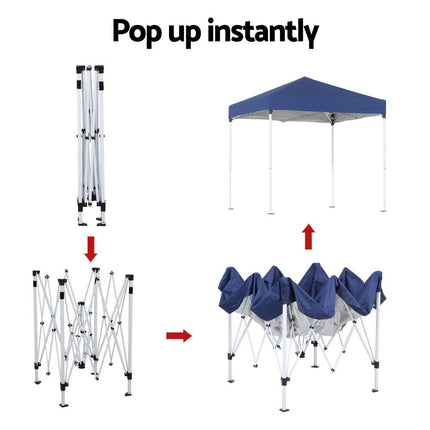 Instahut Gazebo 2x2m Outdoor Patio Garden Marquee Shade w/ Base Pods Blue 5