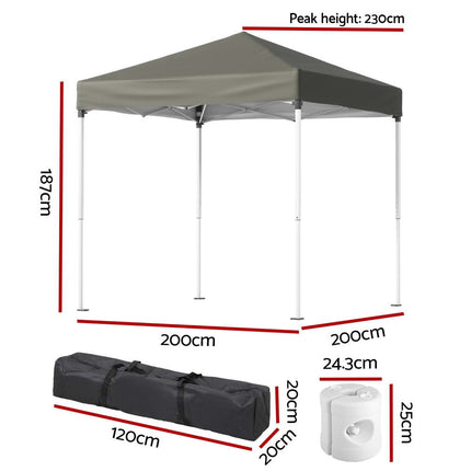 Instahut Gazebo 2x2m Outdoor Patio Garden Marquee Shade w/ Base Pods Grey 2