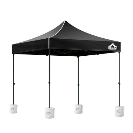 Instahut Gazebo Pop Up Marquee 3x3 Folding 500D Wedding Tent Base Pod Black 2