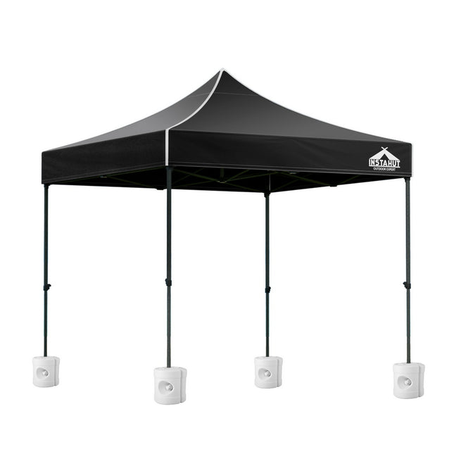 Instahut Gazebo Pop Up Marquee 3x3 Folding 500D Wedding Tent Base Pod Black 2