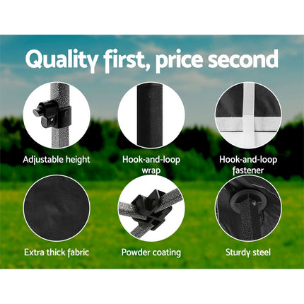 Instahut Gazebo Pop Up Marquee 3x3 Folding 500D Wedding Tent Base Pod Black 6