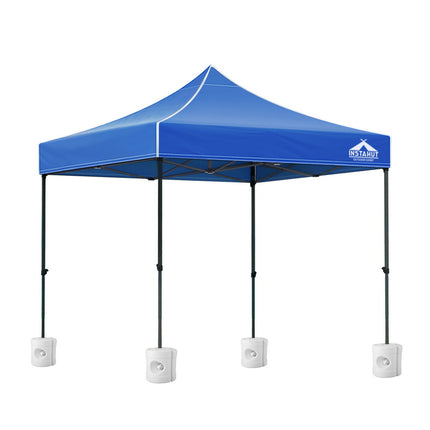 Instahut Gazebo Pop Up 3x3m w/Base Podx4 Marquee Folding Outdoor Wedding Camping Tent Shade Canopy Blue 2