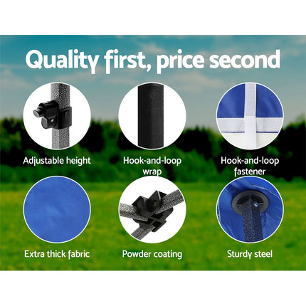 Instahut Gazebo Pop Up 3x3m w/Base Podx4 Marquee Folding Outdoor Wedding Camping Tent Shade Canopy Blue 6